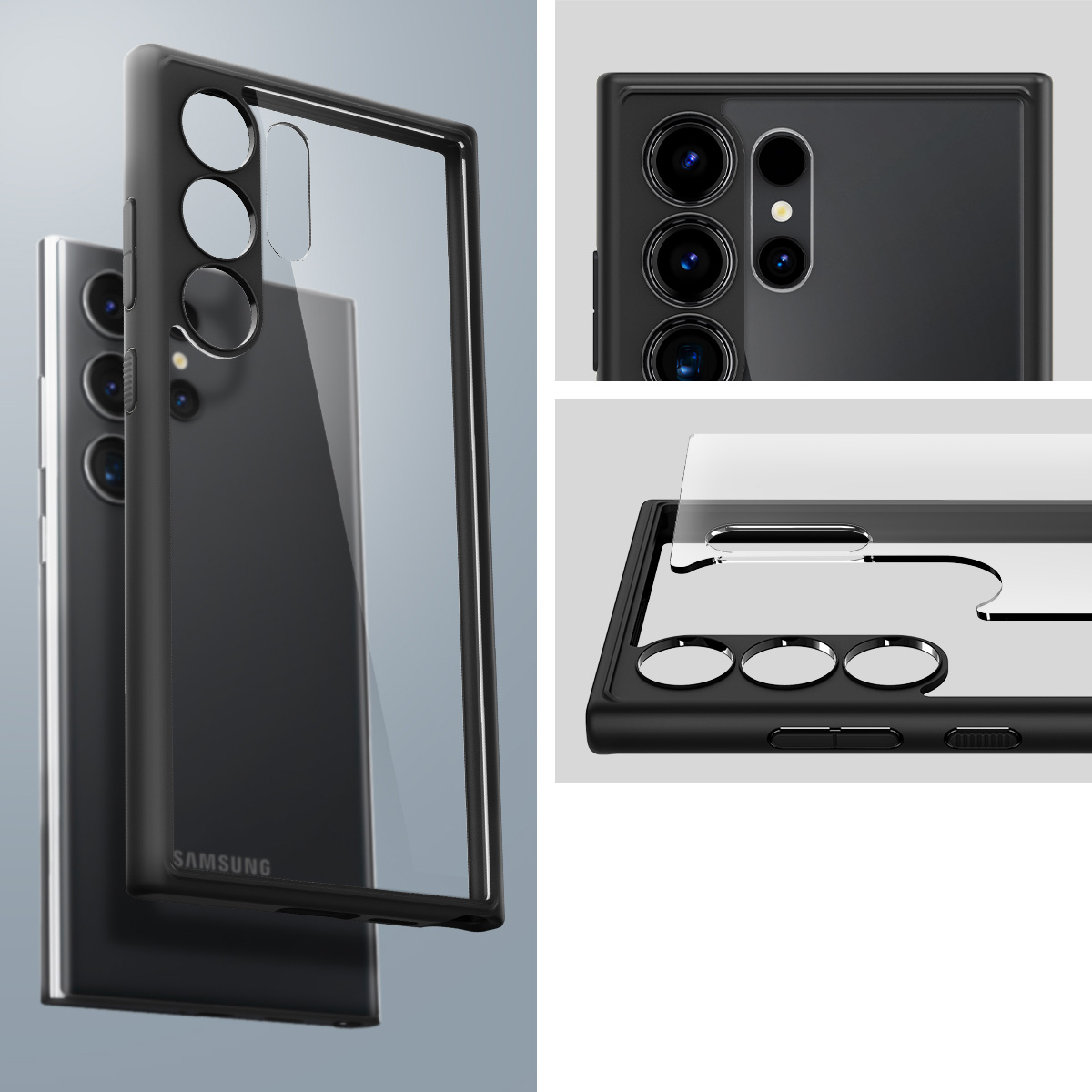 Etui Spigen Ultra Hybrid do Galaxy S24 Ultra, przezroczysto-czarne